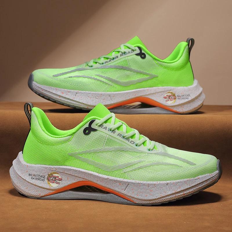 Fashion Men's Carbon Plate Sneakers Summer Lightweight Breathable Outdoor Running Shoes Anti-Slip Shock Absorbing Men's Training Shoes