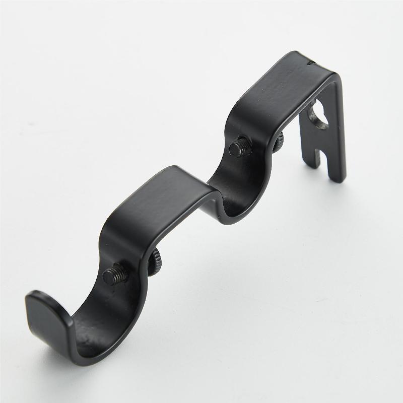 Heavy Duty Double Curtain Rod Bracket Set with Screws Easy Disassemble Metal Holders for Temporary Rental Window Use