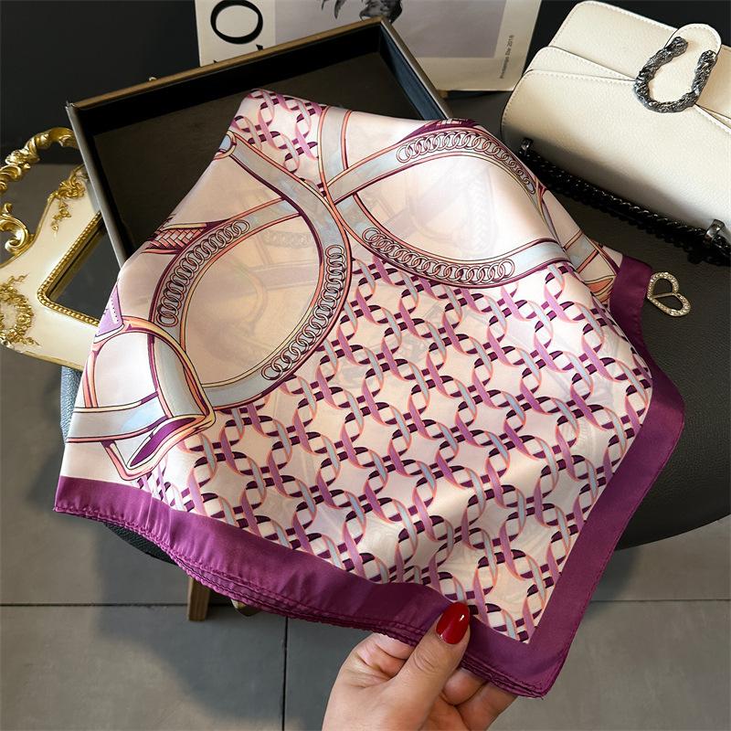 Square Scarf Women‘s Imitation Silk Bandanna Print Scarf Headband Fashion Hair Shawl Spring/Summer Luxury Neckerchief Hijab