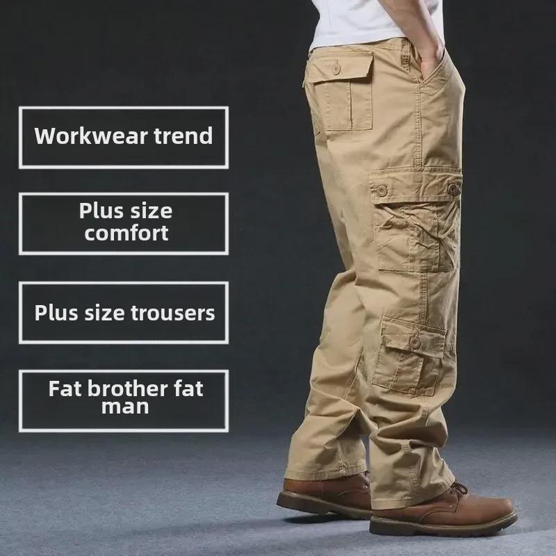 Men's Loose-Fit Cotton Overalls with Multiple Pockets - Spring/Autumn Style, Plus Sizes Available