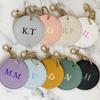 Personalized Round Imitation Leather Keychain with Gold Stamping and Engraving