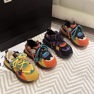 Осень и зима новая легкая роскошь нишевые повседневные туфли цвет мандарина кожа универсальные папины кроссовки спортивные женские тренд