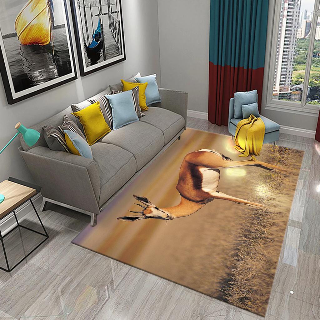 3D Ковер Антилопа Прекрасный Ковер с Животным для Ванной Комнаты Кухни Прихожей Противоскользящий Напольный Ковер Украшение Гостиной Спальни Придверный Коврик