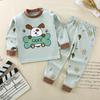 Winter Kids Long Sleeve O Neck T Shirt Pants Set Casual Baggy 2pcs Suit Cotton Cartoon Printes Outfit