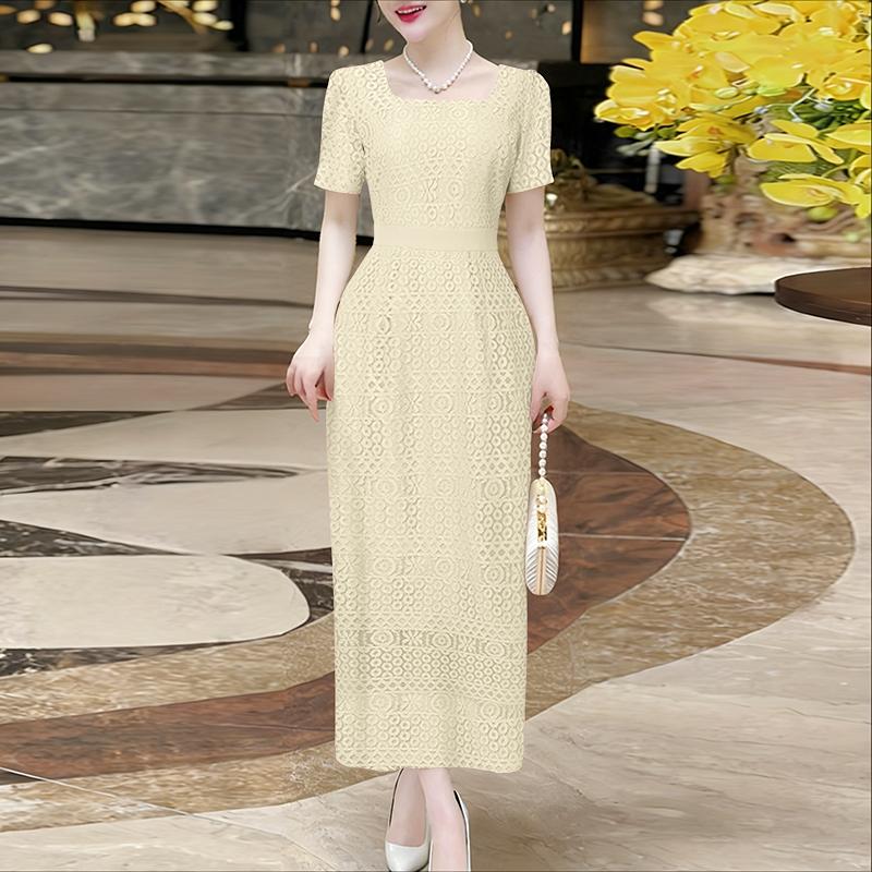 ZANZEA Женское летнее повседневное платье с коротким рукавом, квадратным вырезом, лоскутным кружевом