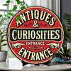 Vintage Style Round Aluminum "Antique Entrance" Sign - Perfect for Home, Bar, Cafe and Garage Decor, 8x8 Inch