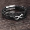 Модный браслет из кожи для мужчин, браслеты из нержавеющей стали, многослойная плетеная веревочная цепочка для мужских украшений, классический