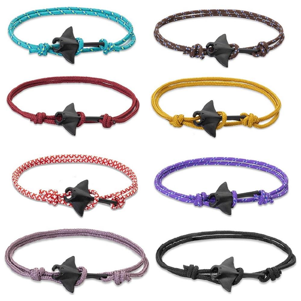 Модный браслет с изображением акулы в виде морского животного для мужчин и женщин, черный якорь, регулируемый пляжный подарок для влюбленных