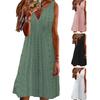 Женское платье с V-образным вырезом без рукавов, однотонное свободное платье трапециевидной формы с большим подолом, повседневное