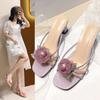 Fashion Spring New Vintage Flower Shoes Fairy Style Gentle Middle Heel Camellia Thin Heel Simple Is A Versatile Summer Sandals for Women