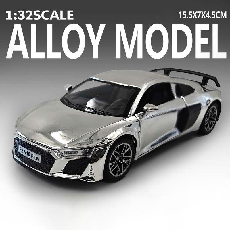1:32 R8V10 RS6 Спортивный автомобиль Игрушечная модель Металлический корпус Резиновые шины Модели Звук Свет Оттяжка Суперкар Коллекция Подарки для детей