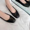 Cowhide Version~ Super Soft Version of the Ro * Lambskin Square Head Flat Bottom Grandma Shoes Women's Single Shoes Commuting