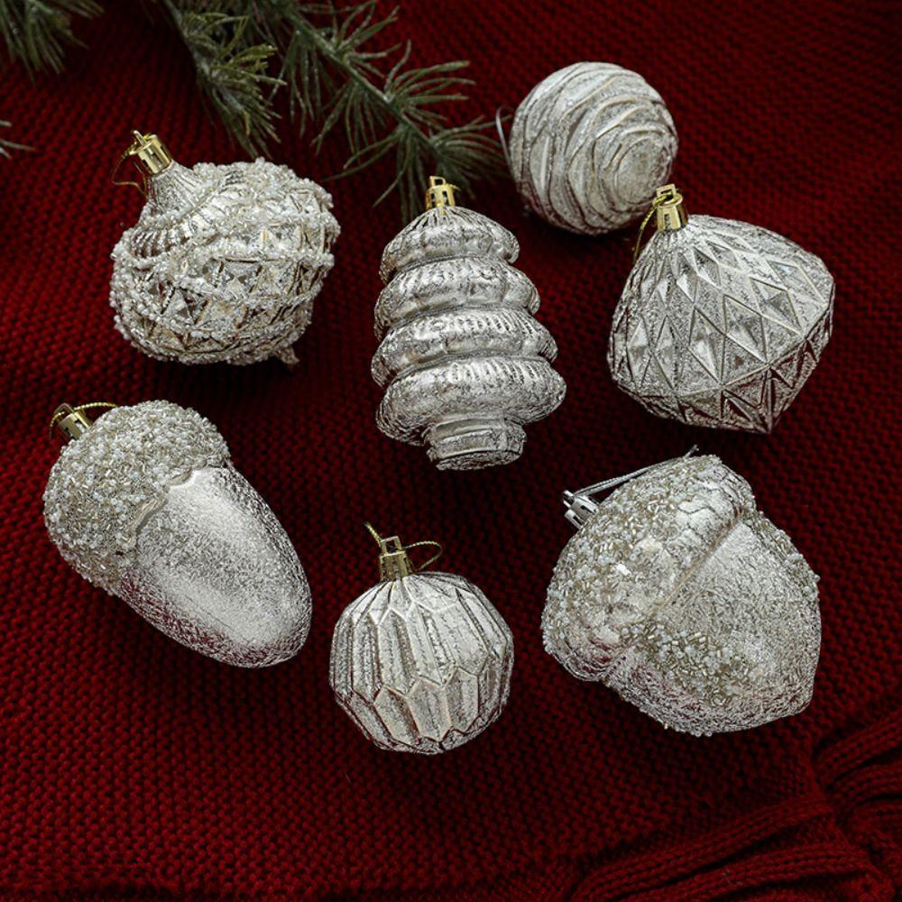 Light Gold Christmas Balls Pendants Plastic Shatterproof Xmas Tree Hanging Pendants Pinecone Merry Christmas Decor