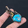 Иранский бирюзовый драгоценный камень Чистая медная проволока Обернутая ювелирная подвеска ручной работы