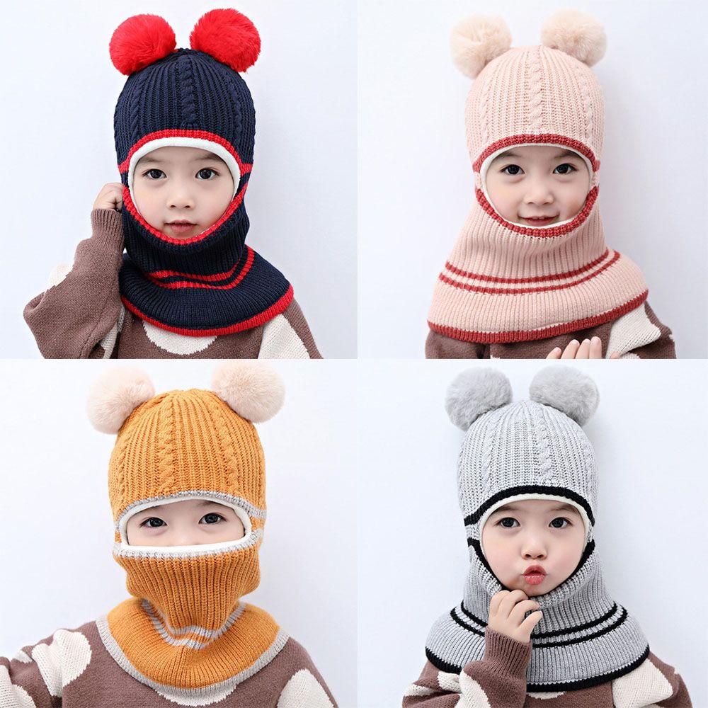 Маска-шапка Зимняя теплая детская шапка-бини Мультяшная шапка-балаклава Детская вязаная шапка Защита шеи и лица