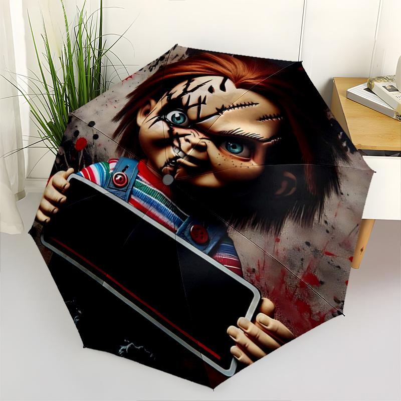 1pc Chucky's Creepy Corner Automatic Open/CloseUmbrella, Portable Compact Umbrella for Men & Women I017