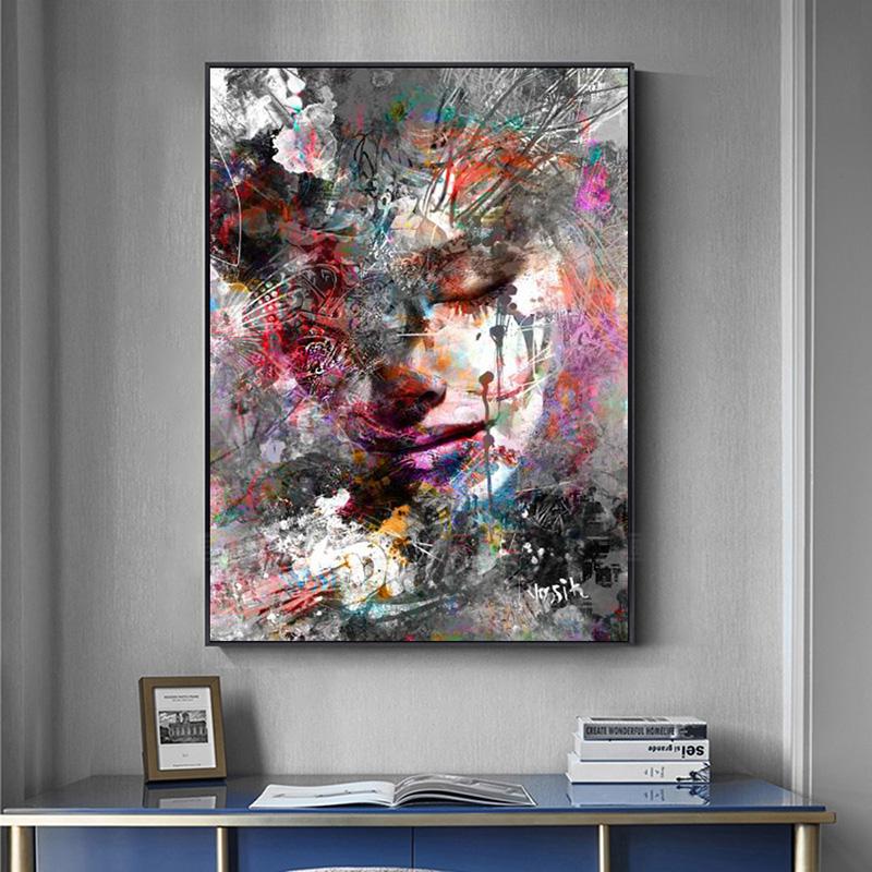Граффити Искусство Абстрактная Девушка Холст Картины Современные Поп-Арт Плакаты и Принты Куадрос Настенная Картина Для Гостиной Домашний Декор