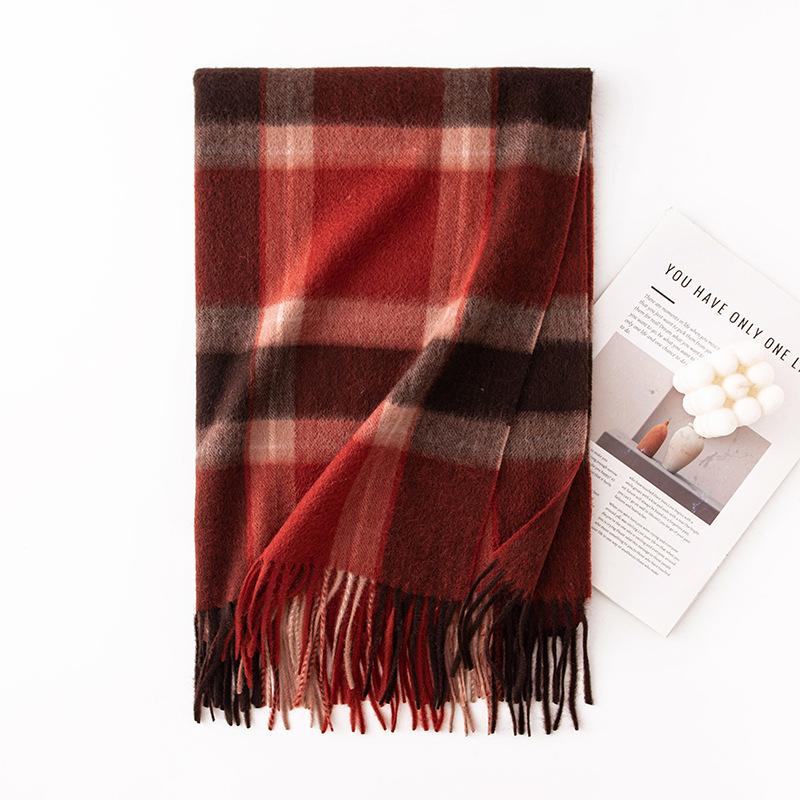 Japanese High End Pure Cashmere Plaid Scarf Shawl Dual Purpose Autumn and Winter Fashion Warm Neck Protection Couple Large Scarf