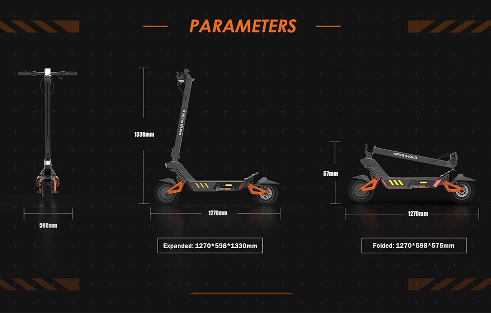 KuKirin Складной электрический самокат G1 Pro, 10-дюймовая пневматическая шина, двигатель 2*800 Вт, аккумулятор 48 В, 20,8 Ач, максимальная скорость 55 км.