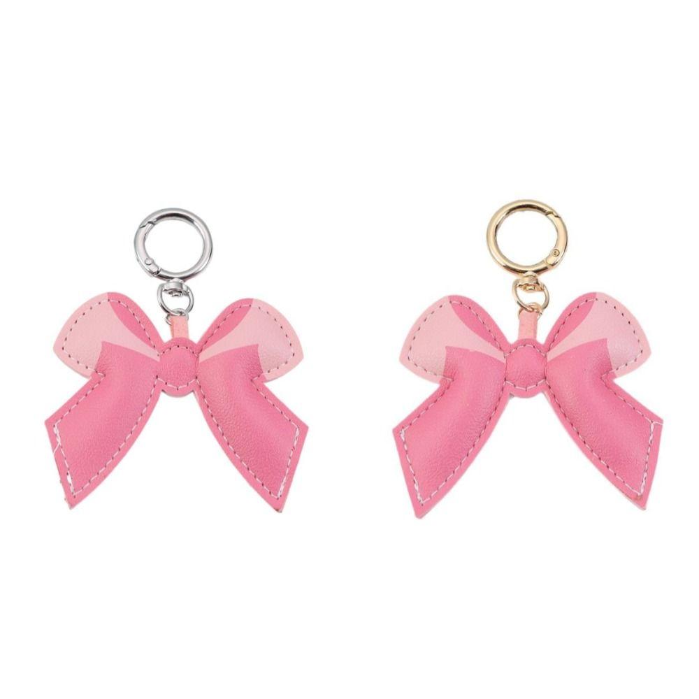 Patchwork Bowknot Keychain Bag Hanging Car Keyring Cute PU Leather Bow Pendant  Kids Girls