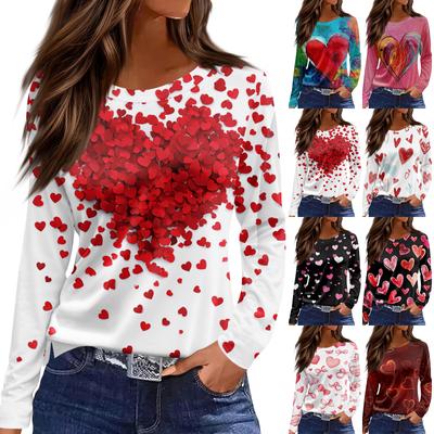 Женская модная повседневная свободная футболка с разрезом и круглым вырезом с длинным рукавом с принтом, женский топ