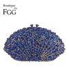 Бутик De FGG Королевский синий Женский хрустальный клатч Вечерние сумочки Свадебные сумки со стразами Свадебная вечеринка Алмазная минодьер