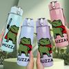 1PC Super Hero Frog Huzzah Print 750ml Color Plastic Sports Water Bottle Leakproof Flip Straw Lid Suitable for Sports Office Home Use
