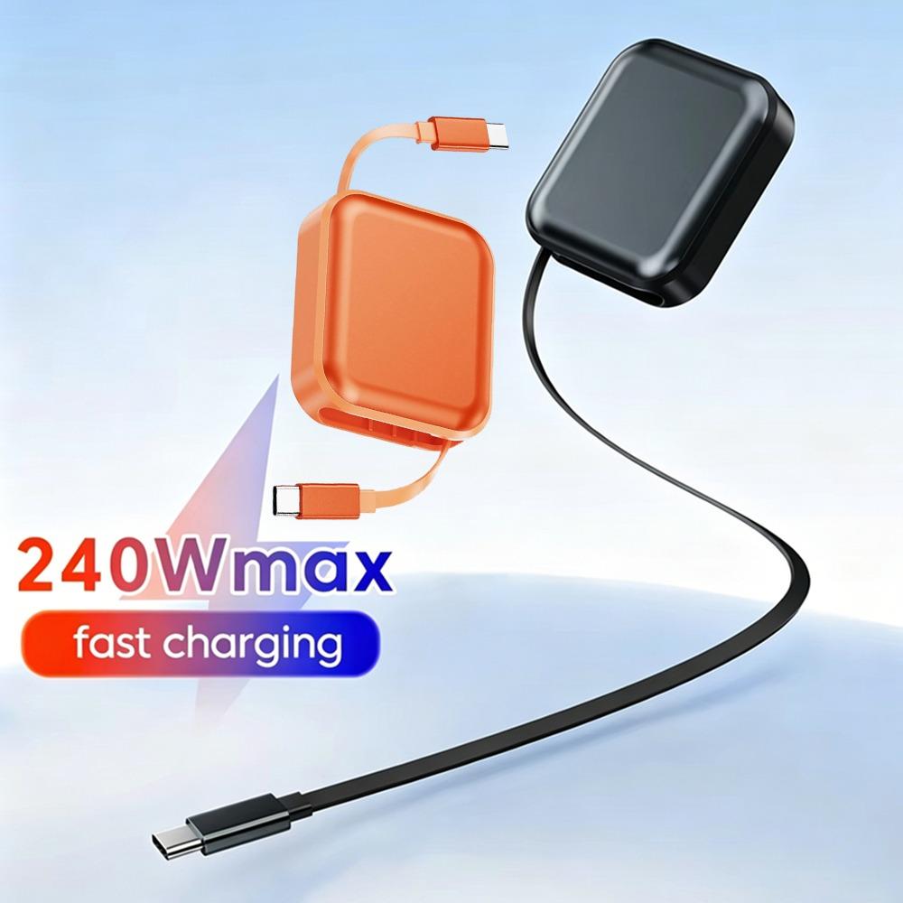240 Вт Type C на Type C Быстрая зарядка Выдвижной кабель для IPhone15 16 17 Samsung Xiaomi Huawei Ноутбука Портативное зарядное устройство Data Wire