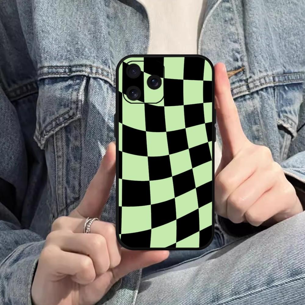 Crazy Checkered Phone Case For Samsung S20 S21 S22 S23 S24 Note 20 4G 5G Plus Ultra Black Soft Shell