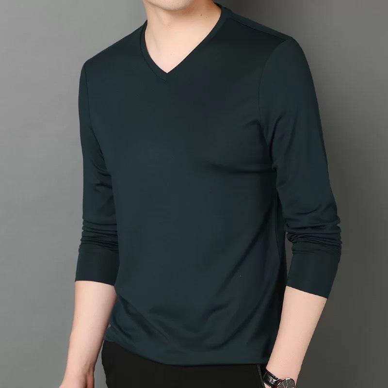 2023 Men's Slim Fit V-Neck Long-Sleeved T-Shirt for Spring and Autumn