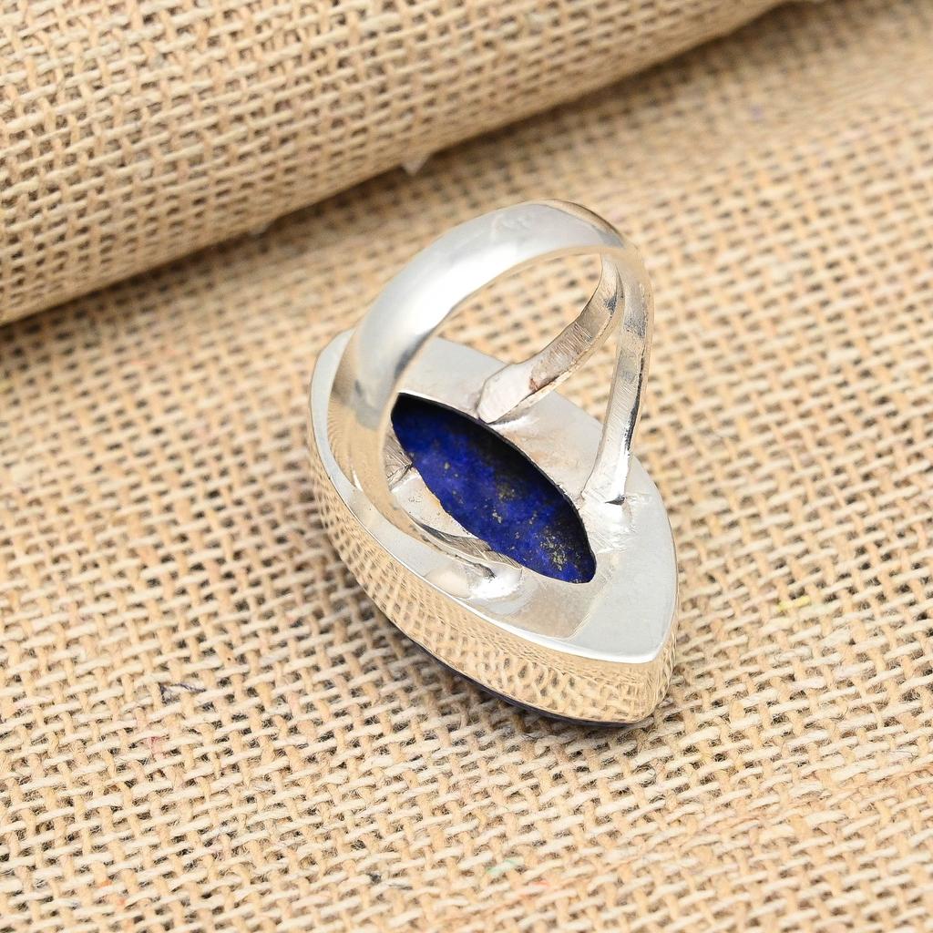 Lapis Lazuli Gemstone Handmade 925 Sterling Silver Ring Jewelry For Women