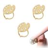 3Pcs Manicure Palette Wearable Metal Nail Art Polish Holder Nail Paint Palette Finger Rings Nail Art Tool for Home Salon