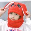 1-12Y Winter Cartoon Rabbit Coral Velvet Cap Plush Balaclava Kids Caps Double Fleece Baby Scarf Hat  Baby Accessories