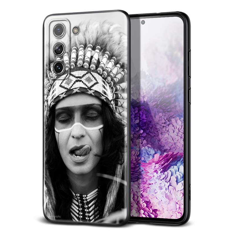 Indian Feathers Girl for Samsung Galaxy S21 Ultra Plus Note 20 10 9 8 S10 S9 S8 S7 S6 Edge Plus Black Phone Case
