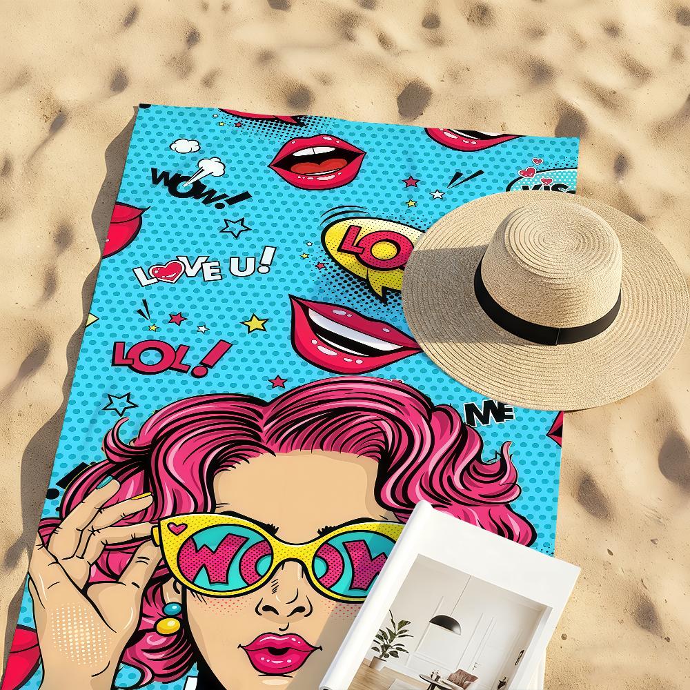 Модное полотенце с портретом в стиле P-POP C-Comic, быстросохнущее, пляжное полотенце, подходит для бассейнов, кемпинга, йоги и спортзала