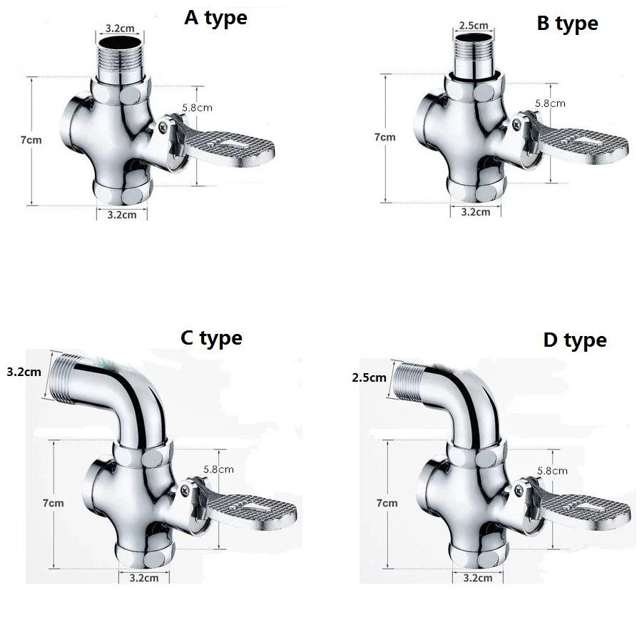 Flush Valve for Toilets Foot Pedal Toilet Flush Valve Copper Lavatory Urinal Flush Bottom Valves