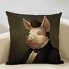 Animal Oil Painting Cushion Cover Home Sofa Decoration Pillow Case Cute Pig Pattern Pillowcase 45x45cm Linen Living Room Decor