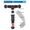 IP68-T2M25 T Branch Solderless Waterproof Sealed Wiring Connector Outdoor Underwater 5Pin LED Lighting Terminal Block 0.5-4.0mm