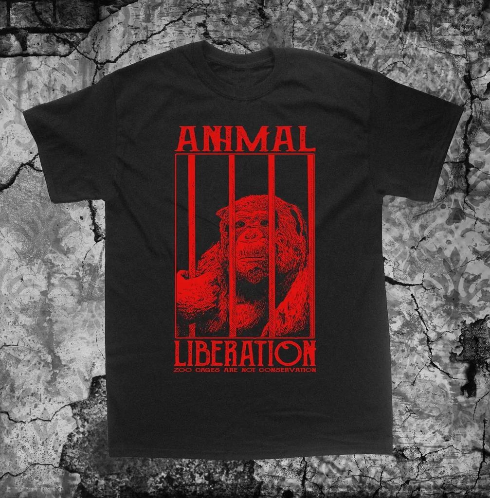Liberation TShirt - Vegetarian Vegan 100% Cotton Plus Size Crust Punk Anarcho Anti Zoo Front ALF Plus Size Tops