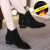 2024 Autumn Winter Women's PU Short Boots Ladies Fashion Bow Side Zipper Middle  Warm Casual Elegant Suede Ankle Boots Plus Size