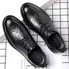 Men's Black Leather Brogue Shoes - Formal, Casual, Wedding, and Business Suit Style.
