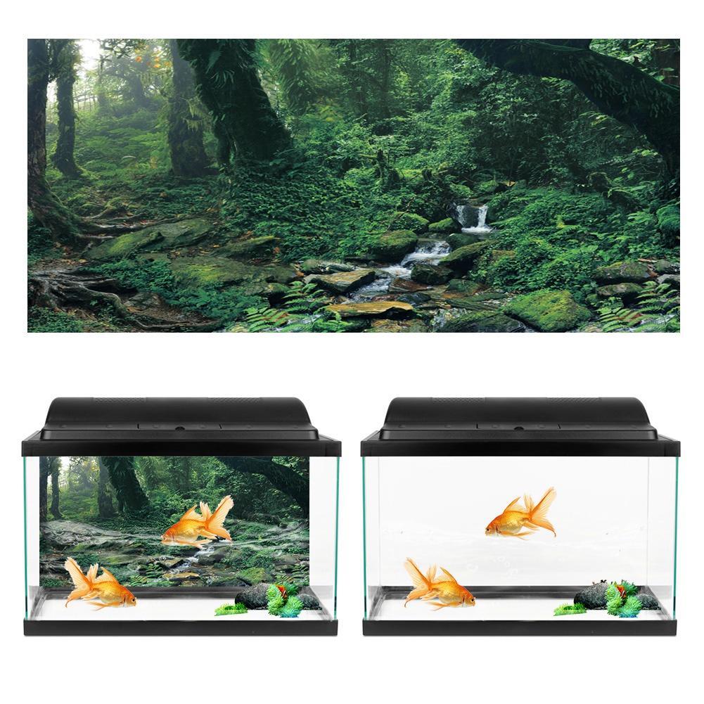ПВХ клей Riverway Green Woods Аквариум Фон Плакат Наклейка Украшения для Аквариума