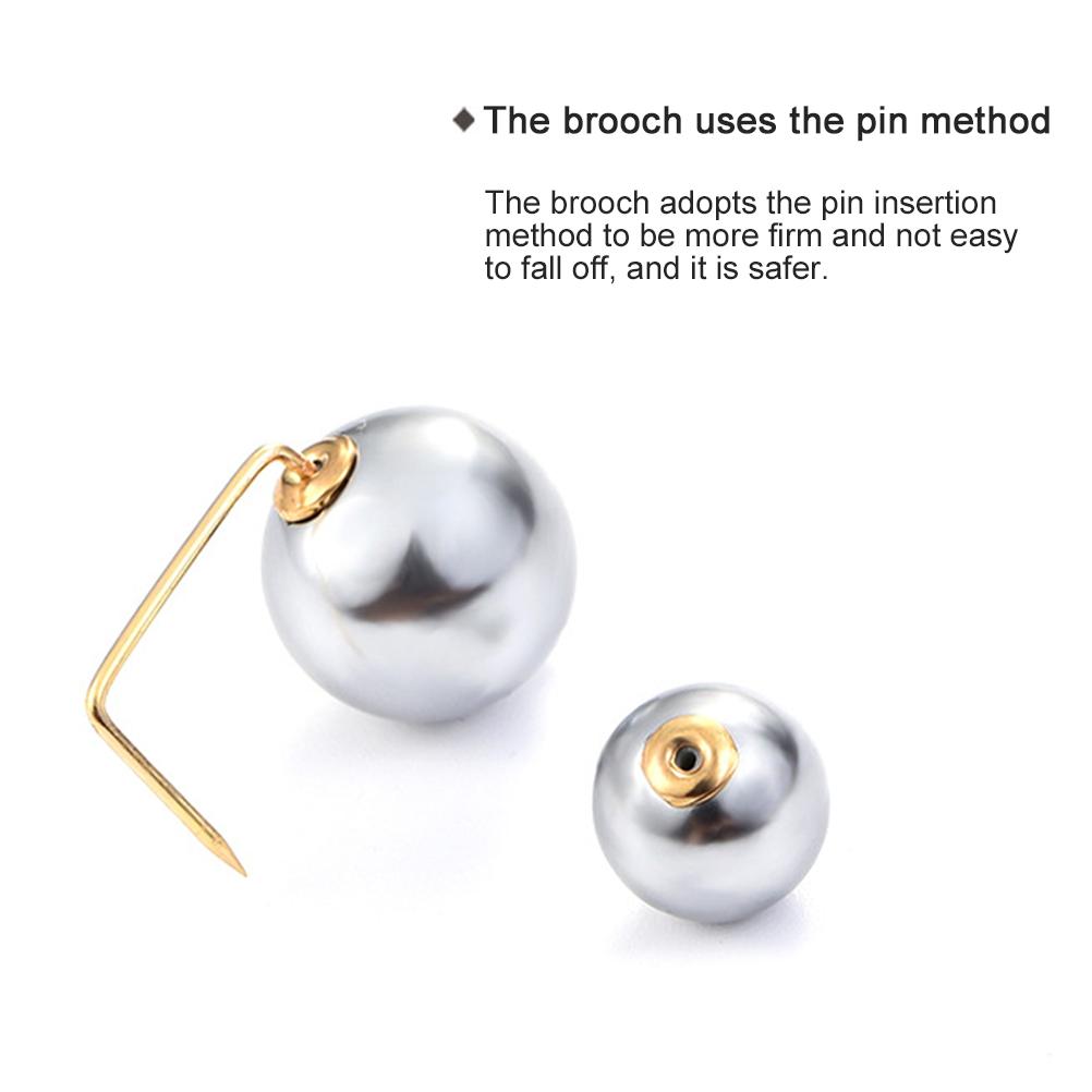 3Pcs Artificial Pearl Brooch Fashion Double Headed Pearl Looper Cardigan Brooch Pin