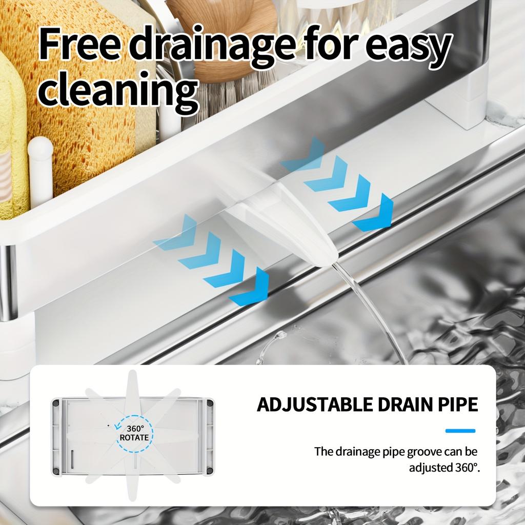 1 шт. Держатель для губки из нержавеющей стали с поддоном для слива - многофункциональный органайзер для кухни и ванной комнаты для чистящих средств, полотенец и щеток