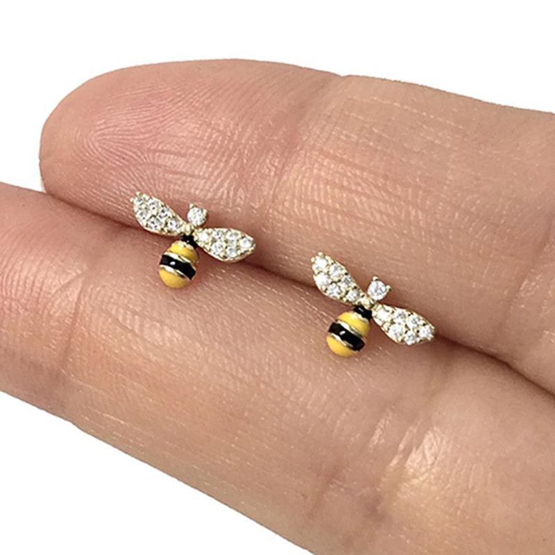 Забавные серьги-гвоздики с медоносной пчелой для женщин, изящные серьги с желтой пчелой, изысканные аксессуары для девушек, подарок, модная бижутерия