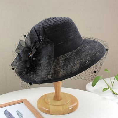Элегантная кружевная шляпа рыбака для женщин, дышащая солнцезащитная шляпа-ведро, винтажный британский стиль с сетчатым цветочным узором