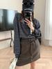 Moqie Winter Petite A-line Woolen Drawstring Short Skirt MQ1064
