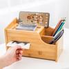 Бамбуковый и деревянный настольный органайзер с выдвижными ящиками для телефонов, косметики и пультов