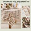 Rectangular Printed Tassels Tablecloth Smooth Party Supply Table Cover Cloth Anti-Slip Wear-resistant Desk Protection Cover