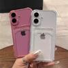 Кошелек Держатель для карт Прозрачный Мягкий чехол Для iPhone 16 11 13 12 14 15 17 Pro Max Plus Прозрачные слоты для карт Ударопрочный Бампер Чехол